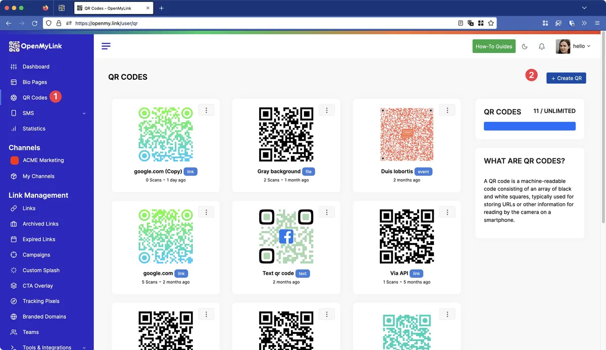 QR codes management 5
